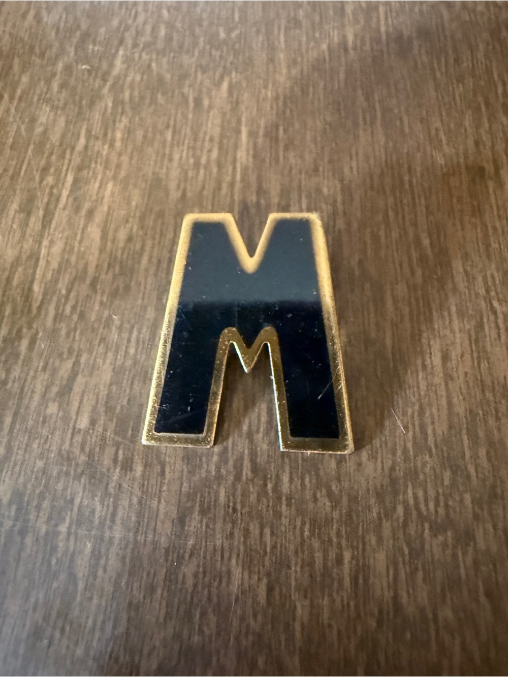 Vintage Initial Pin m Or W Black Brooch Jewelry Pin